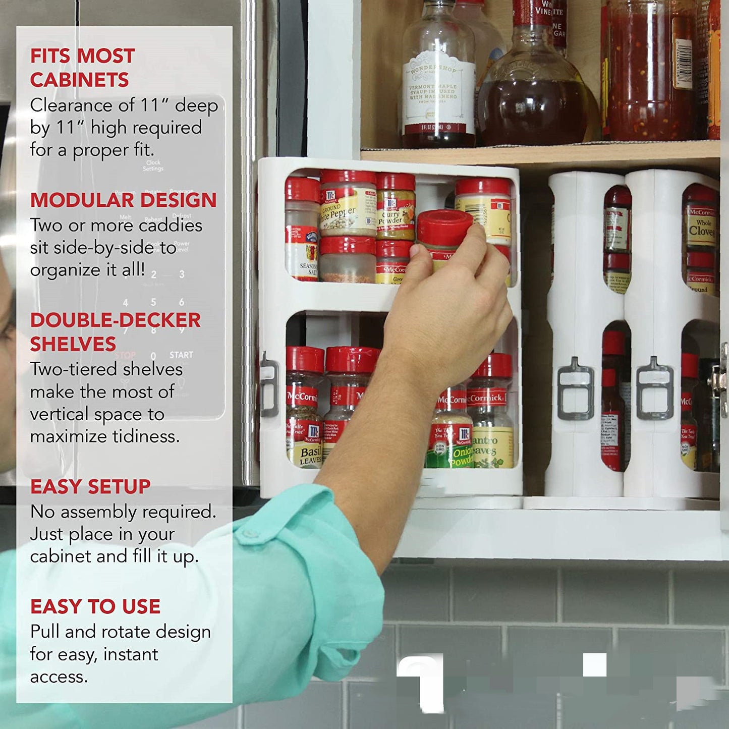 Porte-épices rotatif 2 niveaux rangement 360° épices condiments