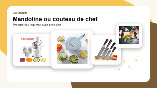 Mandoline, couteau de chef et planche à découper pour couper les légumes avec précision - Ustensilio