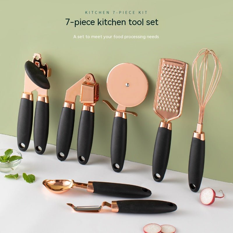 Set 7 ustensiles cuisine cuivré rose gold design élégant