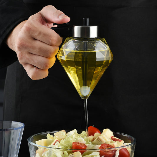 Distributeur d'huile design diamant en verre taillé