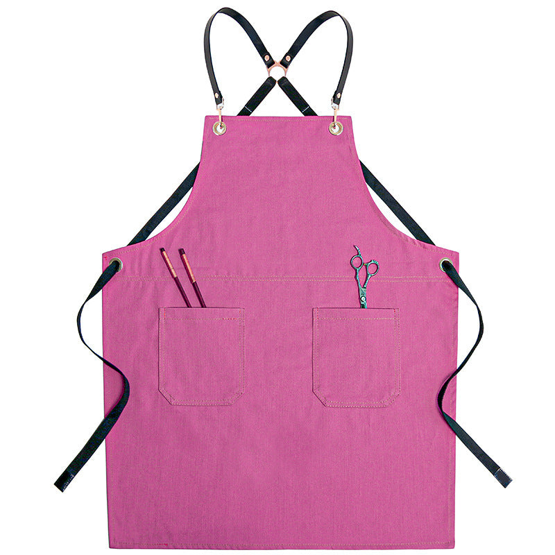 Tablier denim original poche ventrale sangles ajustables