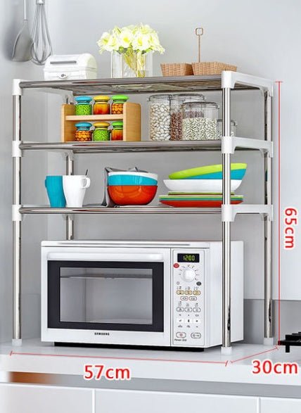 Étagère de rangement micro-ondes acier gain de place cuisine
