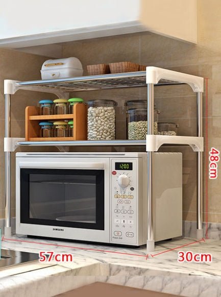 Étagère de rangement micro-ondes acier gain de place cuisine