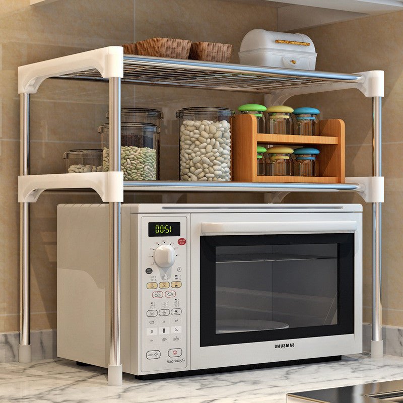 Étagère rangement micro-ondes acier noir gain place cuisine
