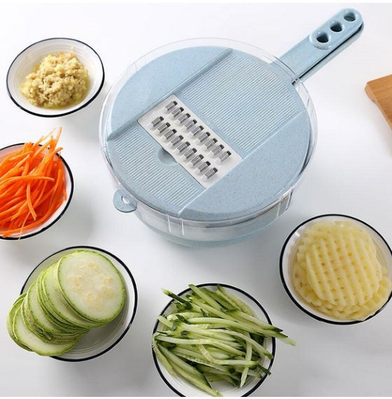 Mandoline 8 en 1 coupe-légumes multifonction avec accessoires et lames