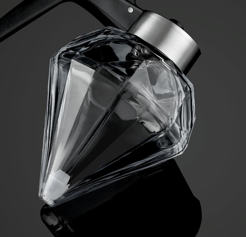 Bouteille verre doseur huile cuisine système poussoir