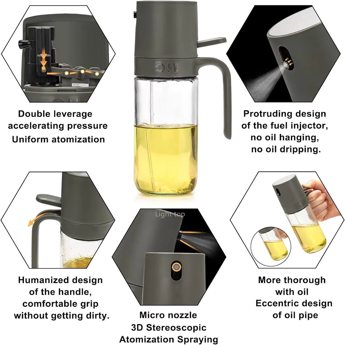 Pulvérisateur d'huile en verre pour cuisine barbecue spray fin réglable