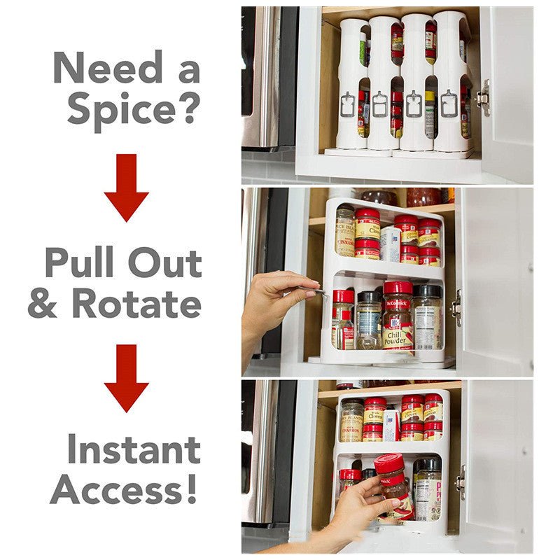Porte-épices rotatif 2 niveaux rangement 360° épices condiments
