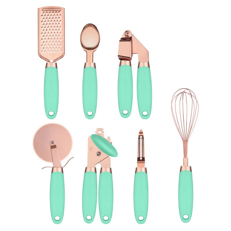 Kit ustensiles cuisine acier inox finition cuivrée