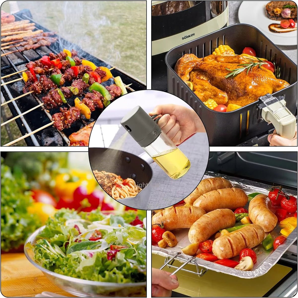 Pulvérisateur d'huile en verre pour cuisine barbecue spray fin réglable