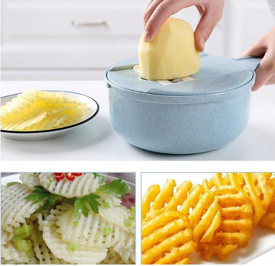 Set complet mandoline 8 en 1 avec tous les accessoires et lames interchangeables