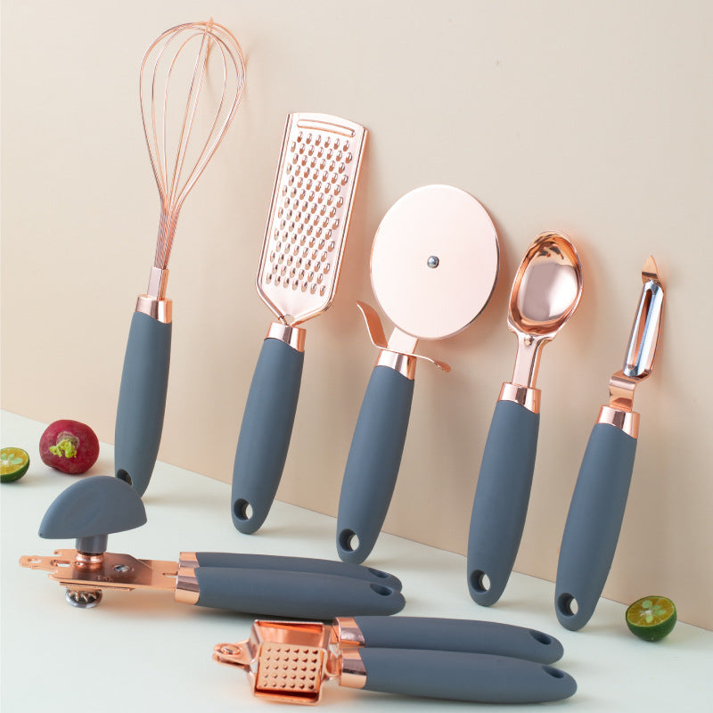 Set 7 ustensiles cuisine cuivré rose gold design élégant