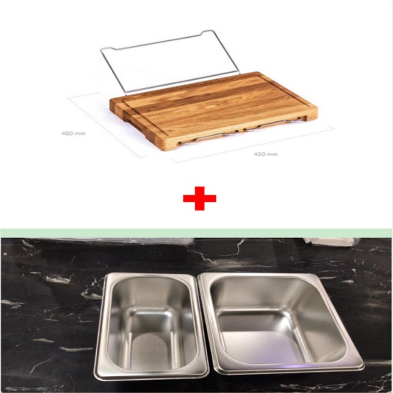 Planche découper bambou avec bacs rangement intégrés