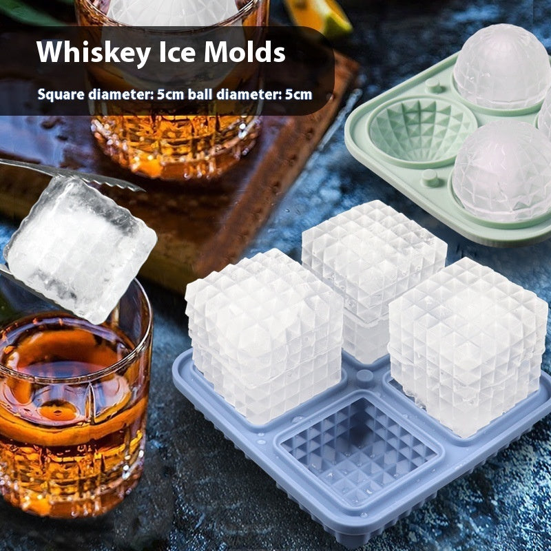 Moule à glaçons silicone rond et carré 2 formes mix