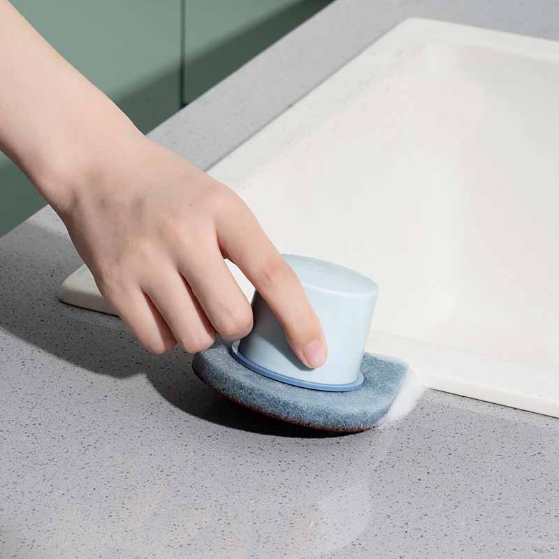 Brosse récurer 2-en-1 éponge intégrée casserole vaisselle