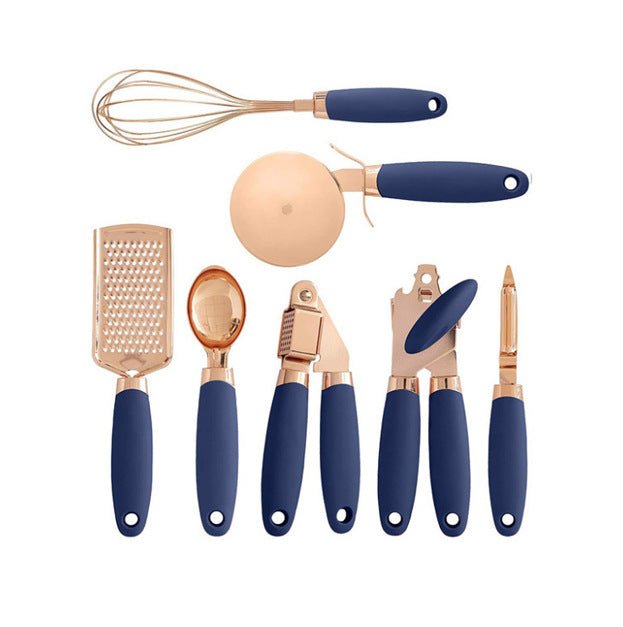 Set 7 Pièces Ustensiles Cuisine Cuivré – Kit Outils Acier Inox Rose Gold Design - outil de cuisine facile à utiliser
