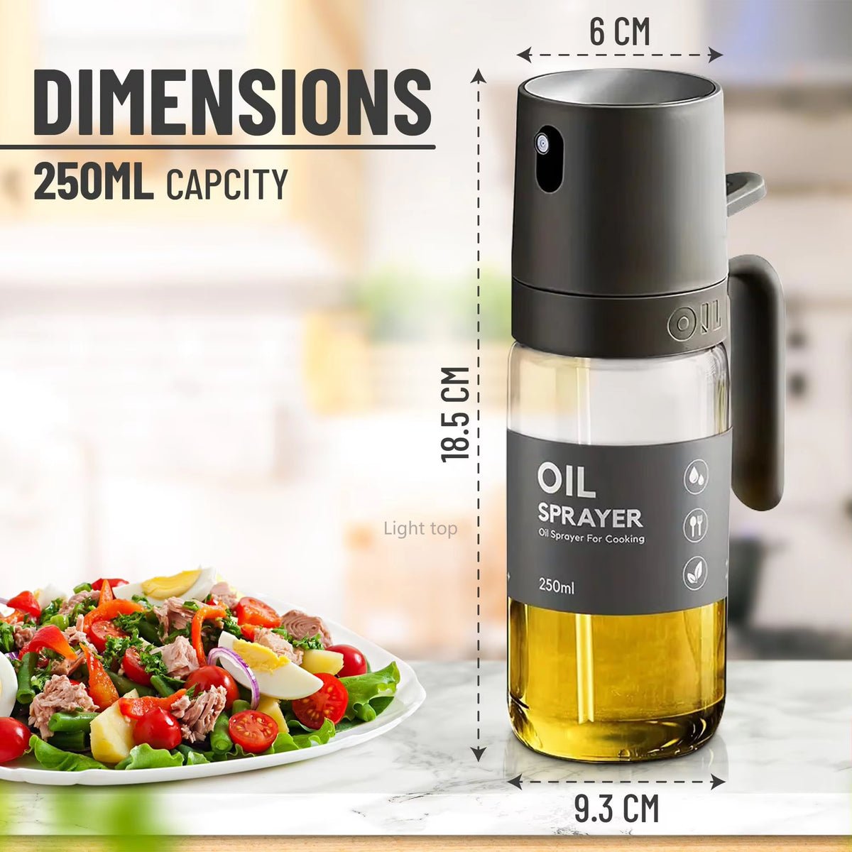 Pulvérisateur d'huile en verre pour cuisine barbecue spray fin réglable