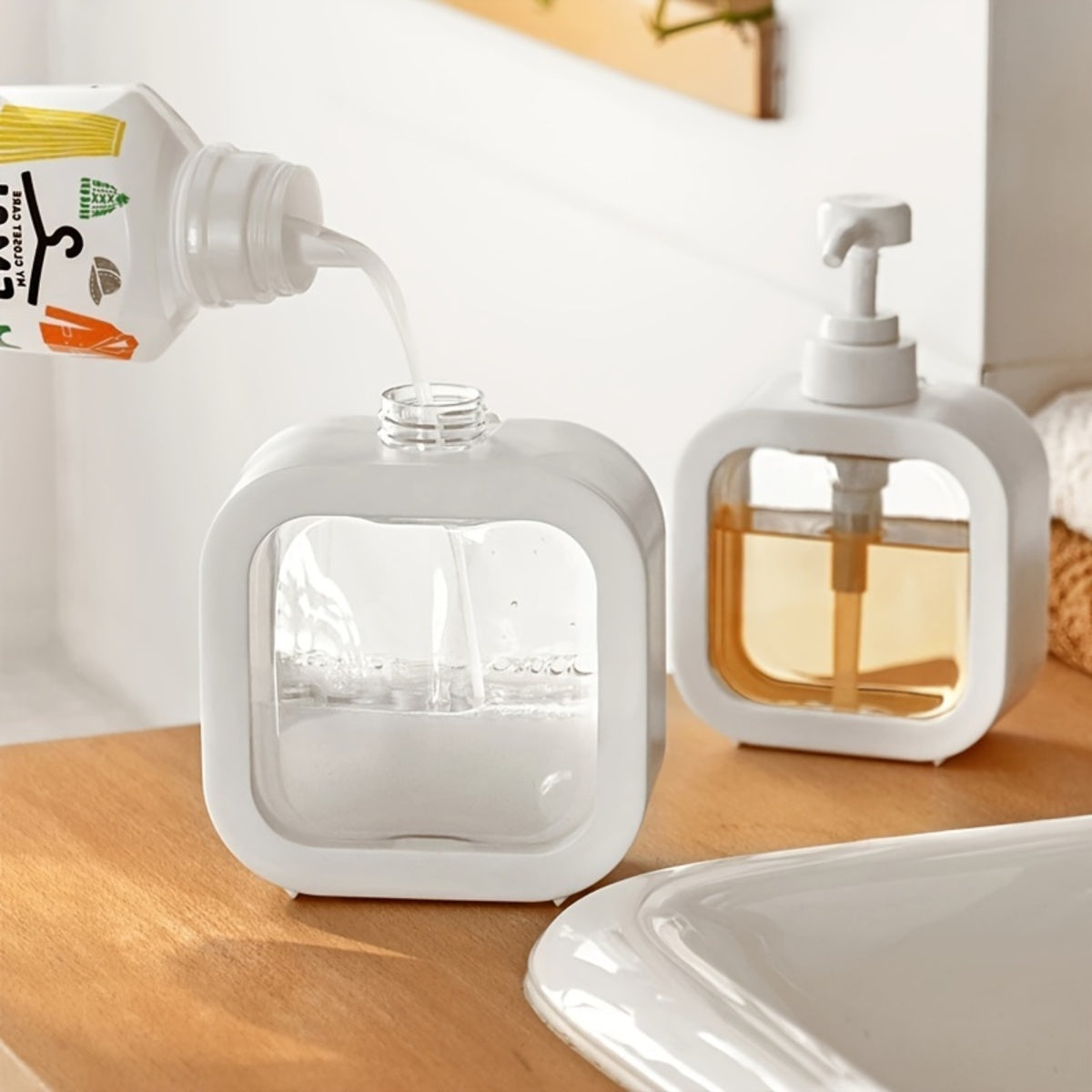 Pompe savon mousse rechargeable salle bain cuisine